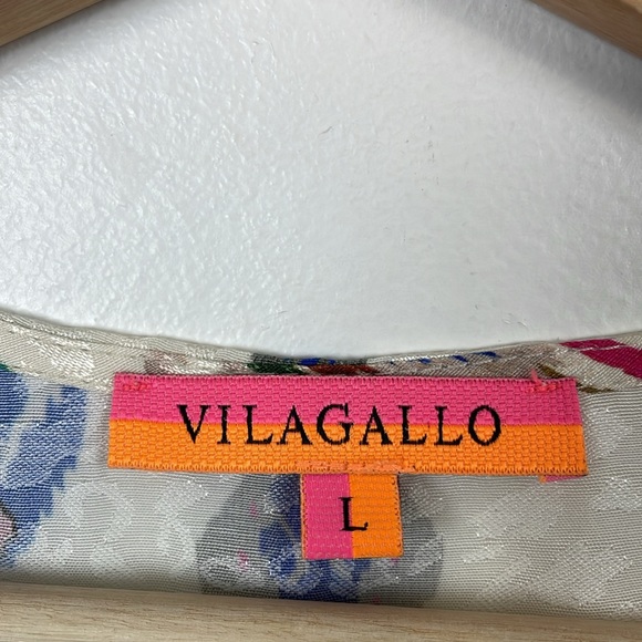 Vilagallo Sleeveless Deep V Neck Womens L Pullover Metallic Multicolor Tunic Top - Picture 8 of 8